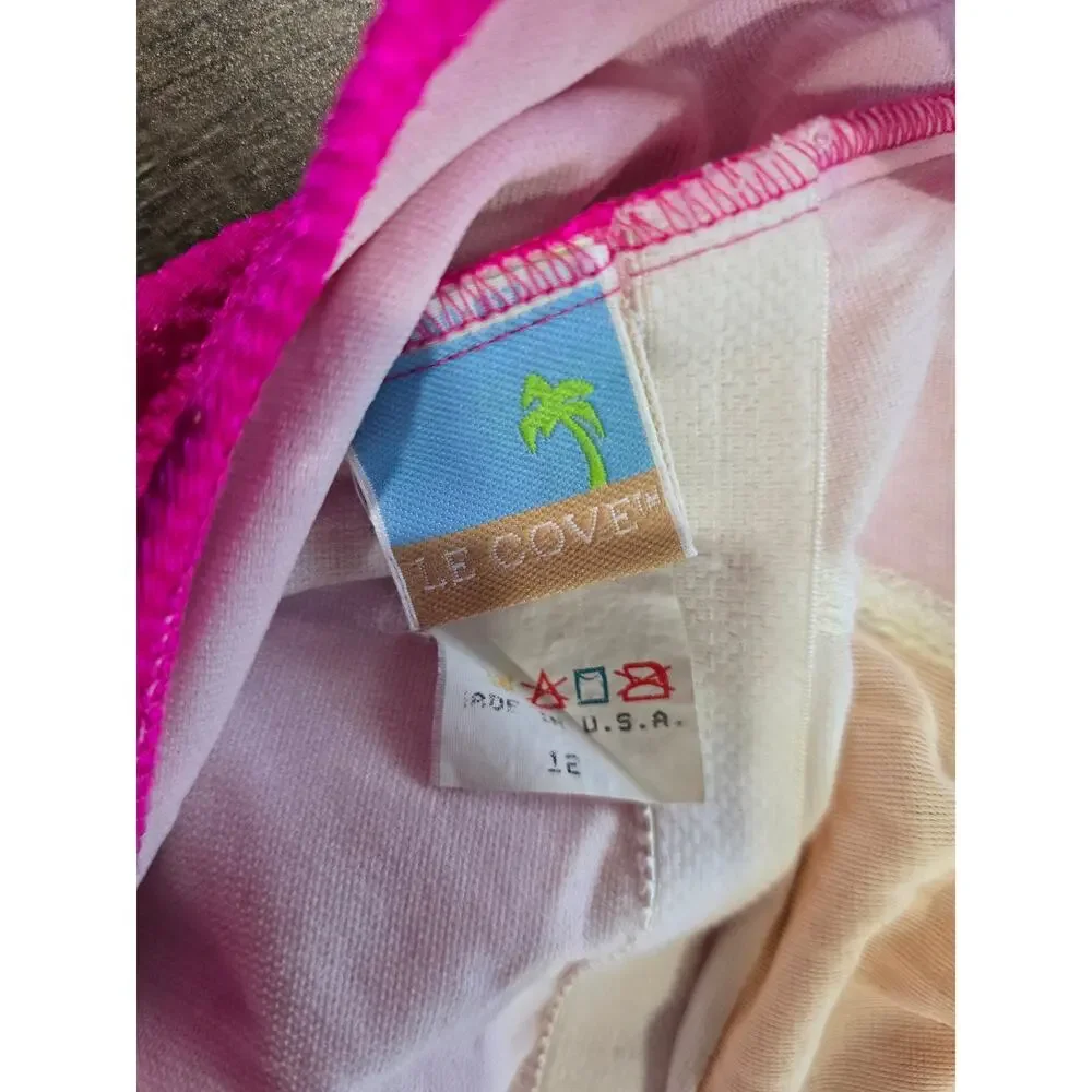 Vintage Le Cove Hot Pink Textured One Piece Swimsuit Size 12 Made in USA - Picture 7 of 9